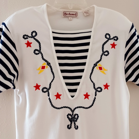 VTG 90s BECHAMEL Sailor Cotton Top, size S - Picture 3 of 10